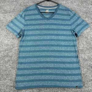 Amplify Shirt Mens Large Blue Striped Short Sleeve Soft Lightweight V Neck